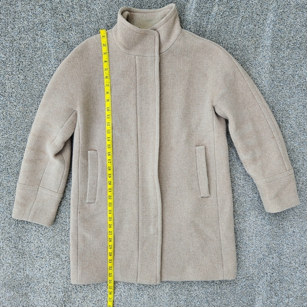 J Crew Stadium Cloth Cocoon Wool Coat Nello Gori Tan Brn Peacoat Womens Size 12 - Picture 6 of 16